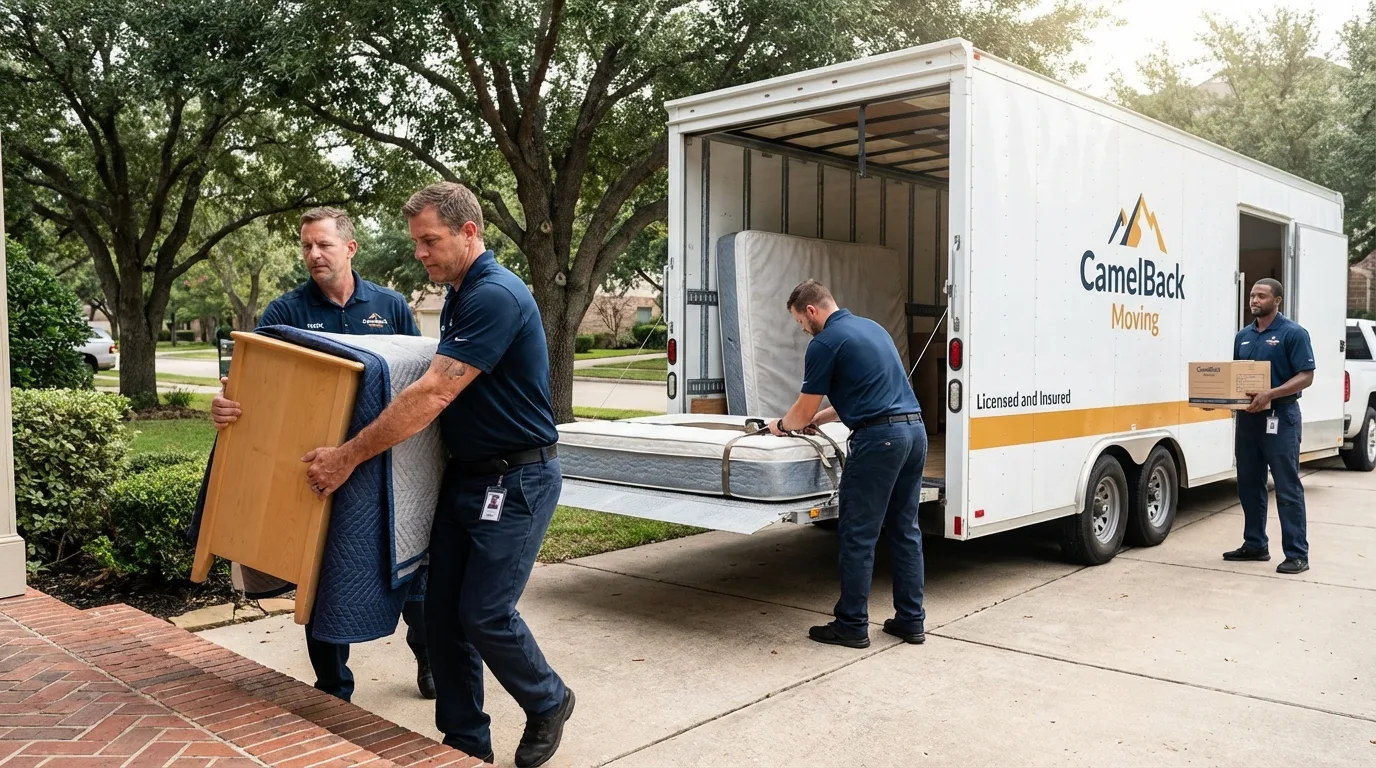 Crew loading residential truck for cross-state move from Annville, PA