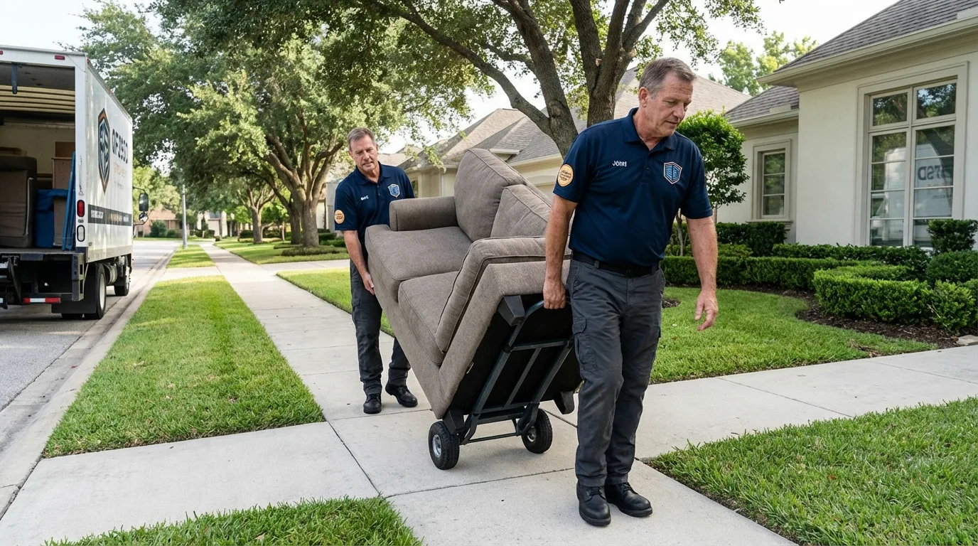 Local residential moving crew loading furniture in Annville, PA