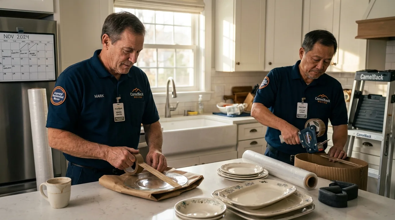 Professional crew packing kitchen dishware in Annville, PA